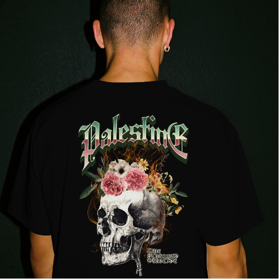 Skull Bloom – Free Palestine Tee in black