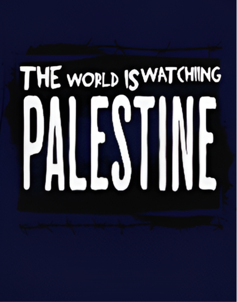 Eyes on Gaza - Statement Graphic Tee in navy