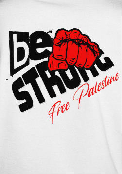 Free Palestine tee shirt in white - with be Strong Graphic Design