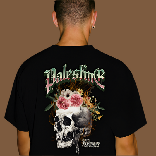 Skull Bloom – Free Palestine Tee in black