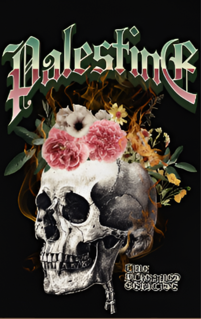 Skull Bloom – Free Palestine Tee in black