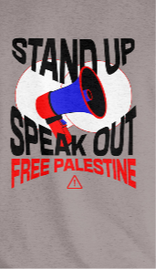 Free Palestine - speak out - statement tee in Heathergrey