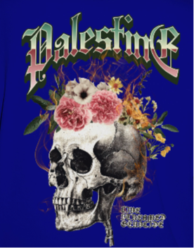 Skull Bloom – Free Palestine Tee in royal blue