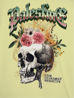 Skull Bloom – Free Palestine Tee in off white