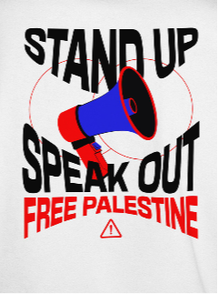 Free Palestine- speak out- statement tee in white