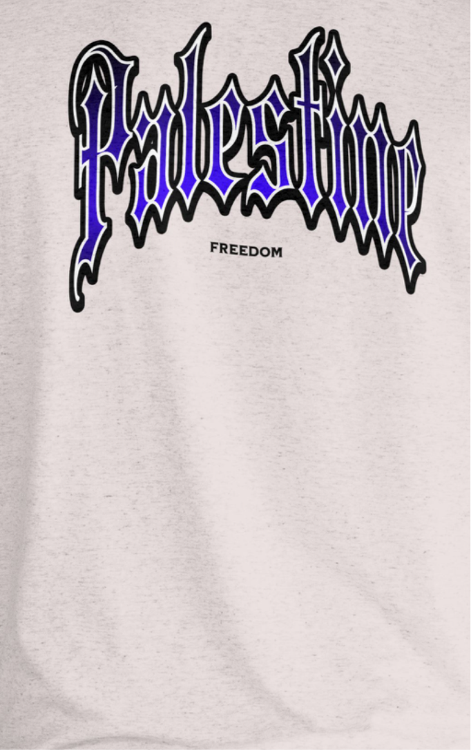 Palestine-Freedom Gothic tee - sport grey