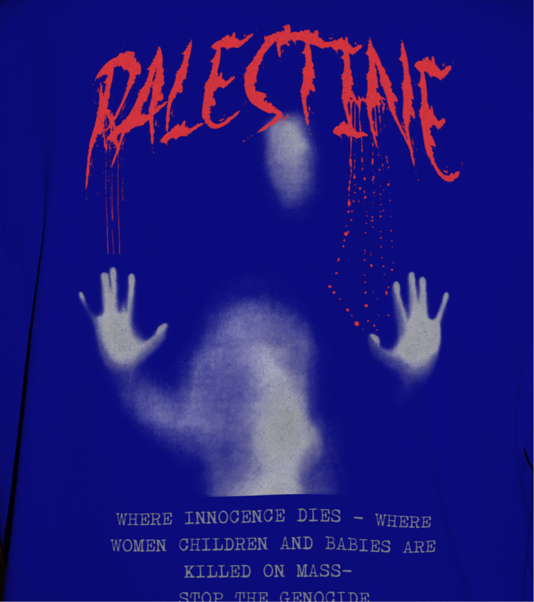 Palestine- ghost graphic tee in royal blue