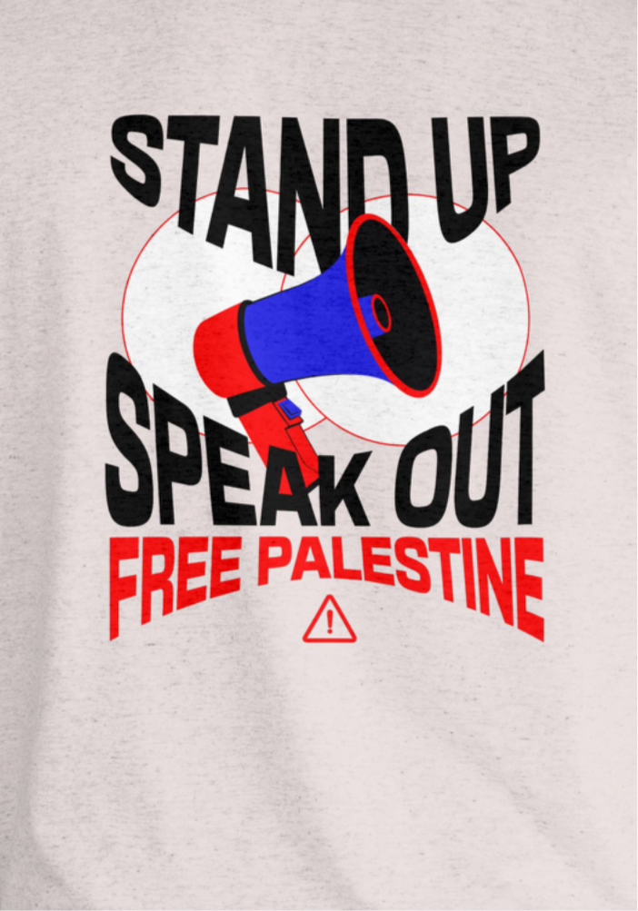 Free Palestine- speak out- statement tee in grey