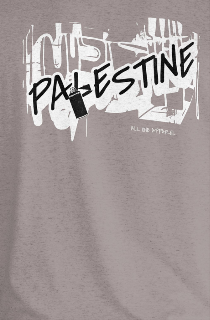 3D Bold Palestine Statement T-shirt- Graphite Heather (Black and White Graphic)