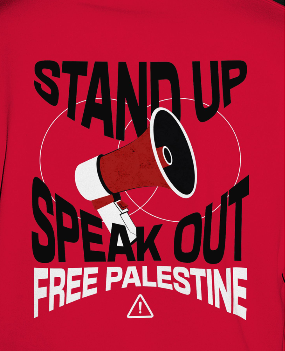 Free Palestine- speak out- statement tee in red