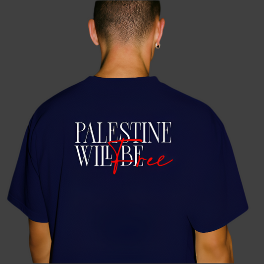 Stand for Justice – Palestine Will Be Free Tee- Navy