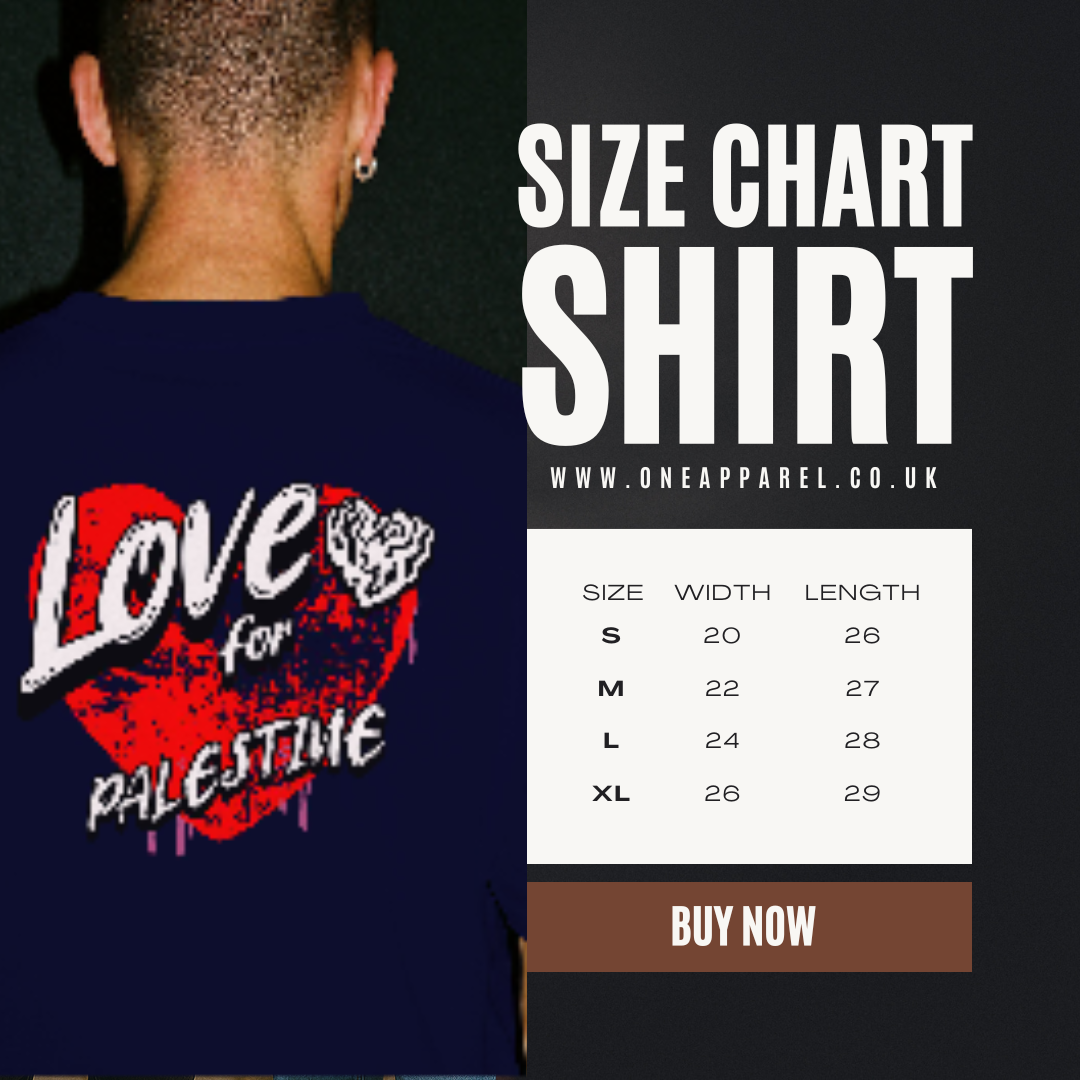 Love For Palestine T-shirt- Navy with red heart