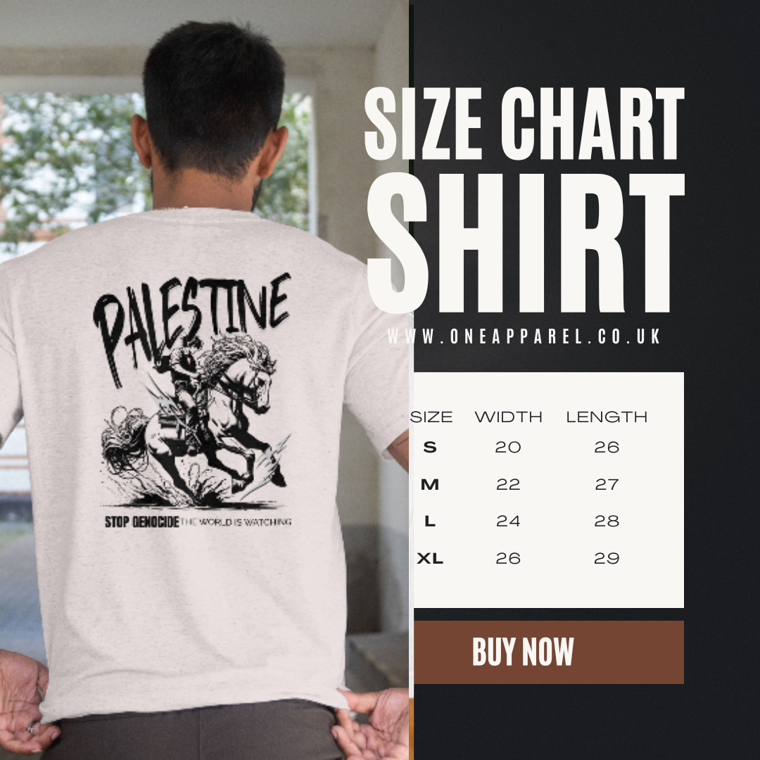 Free Palestine tee in grey with black horse graphic design