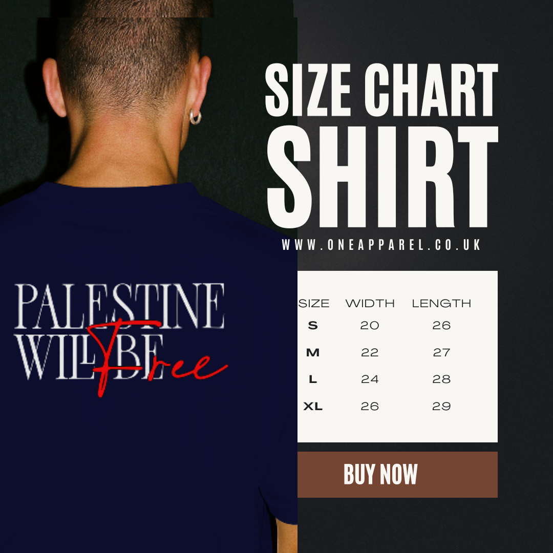 Stand for Justice – Palestine Will Be Free Tee- Navy