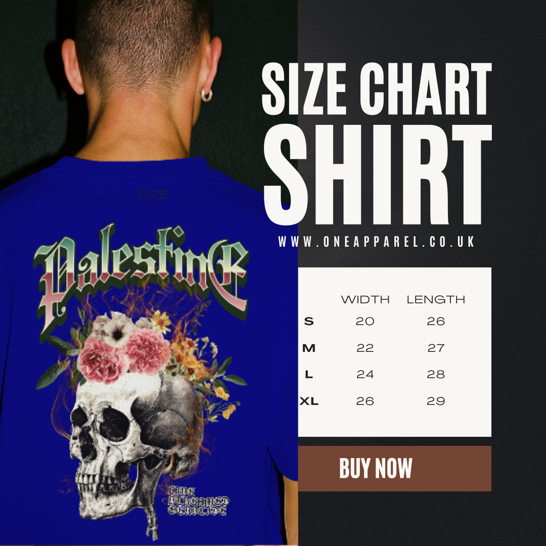 Skull Bloom – Free Palestine Tee in royal blue