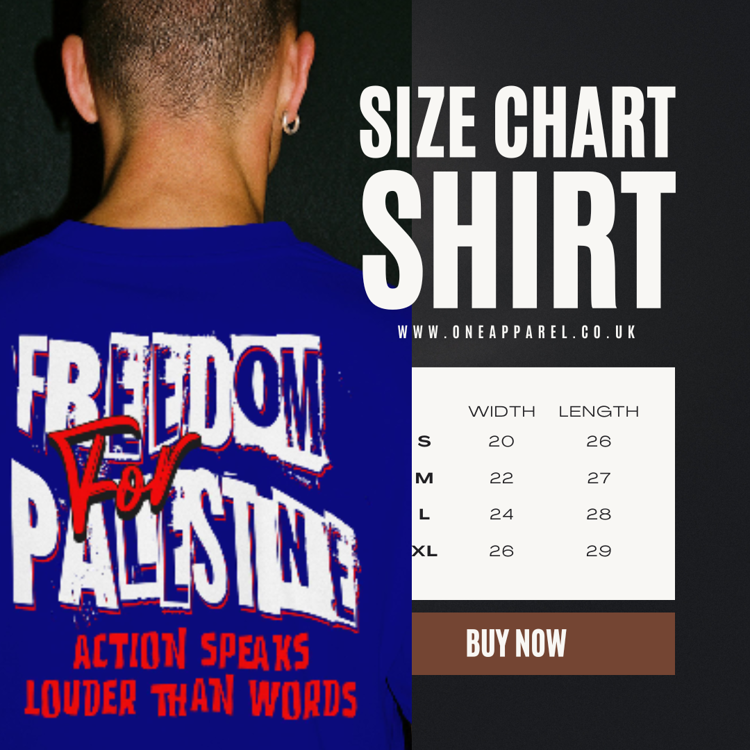 Freedom for Palestine tee in royal blue and off-white