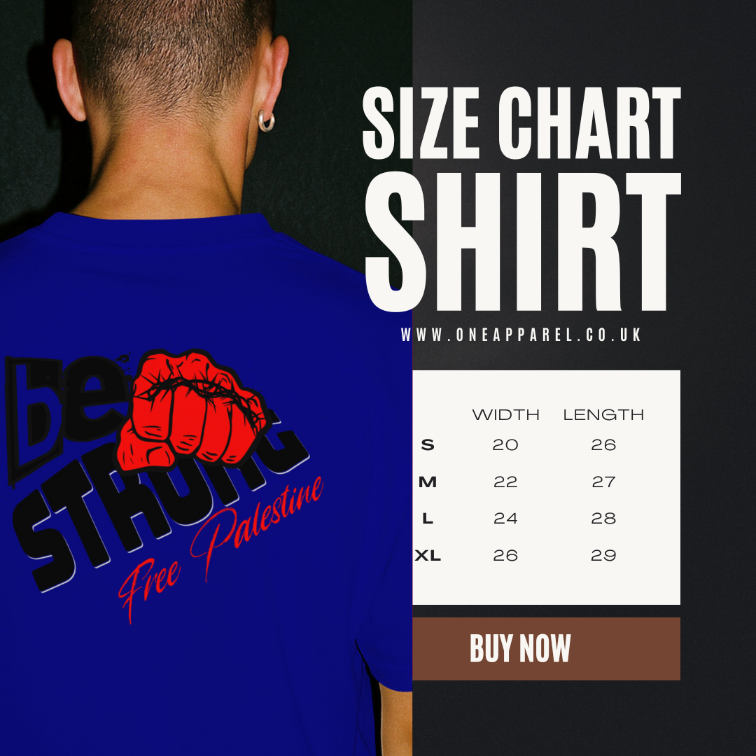 Free Palestine tee shirt in royal blue- with black and red graphic design