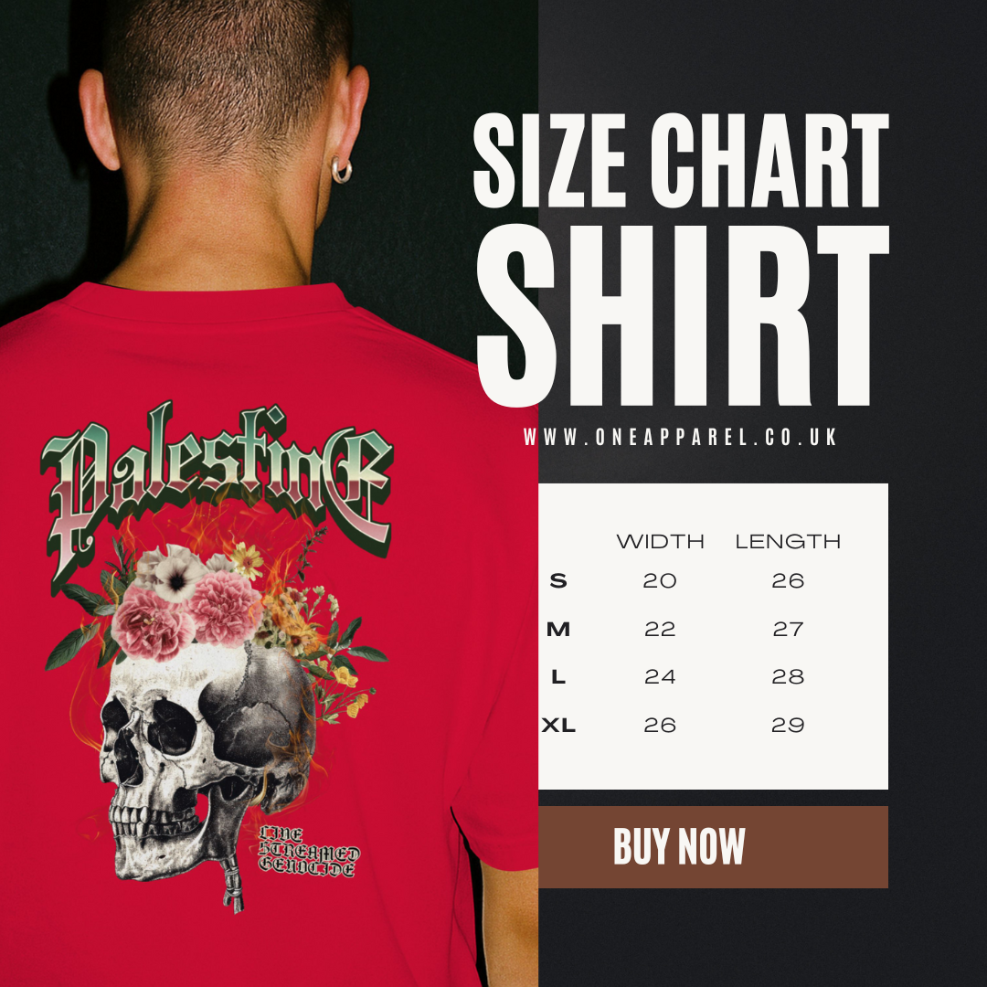 Skull bloom - Free Palestine tee in red