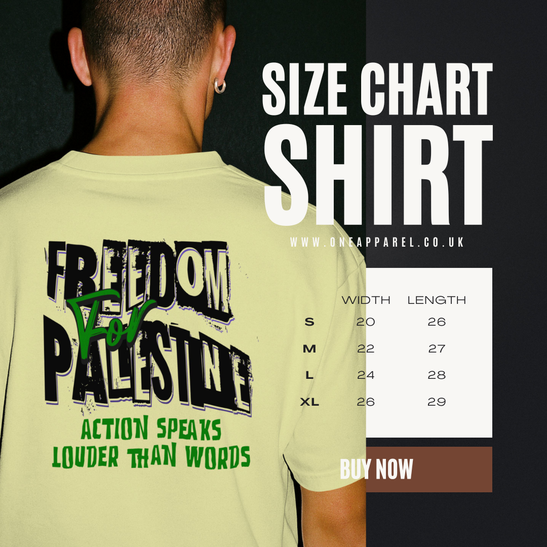 Freedom for Palestine tee in off white with black and green text