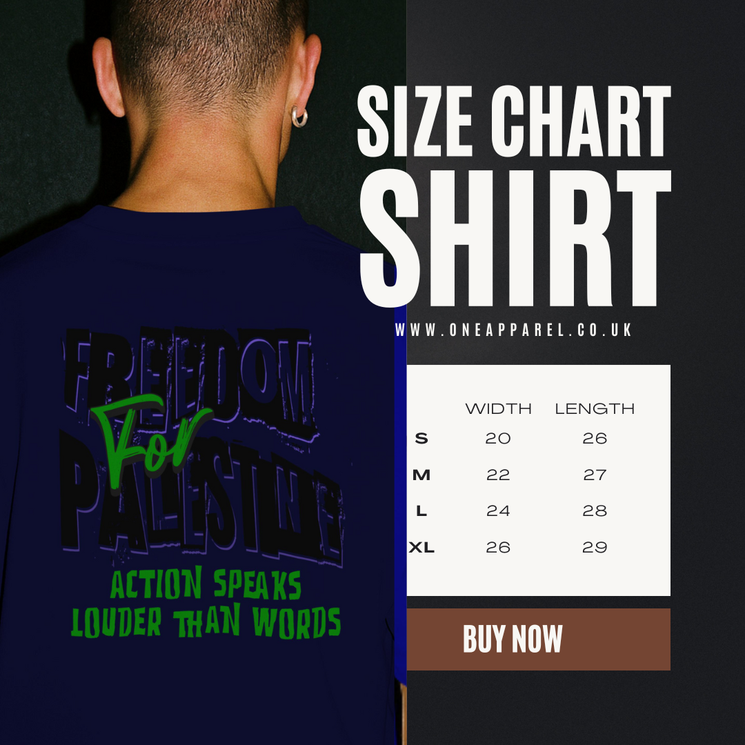 Freedom for Palestine tee in navy with black and green text