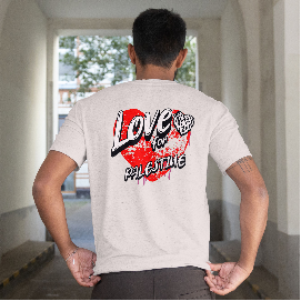Love for Palestine T-shirt- sport grey with red heart