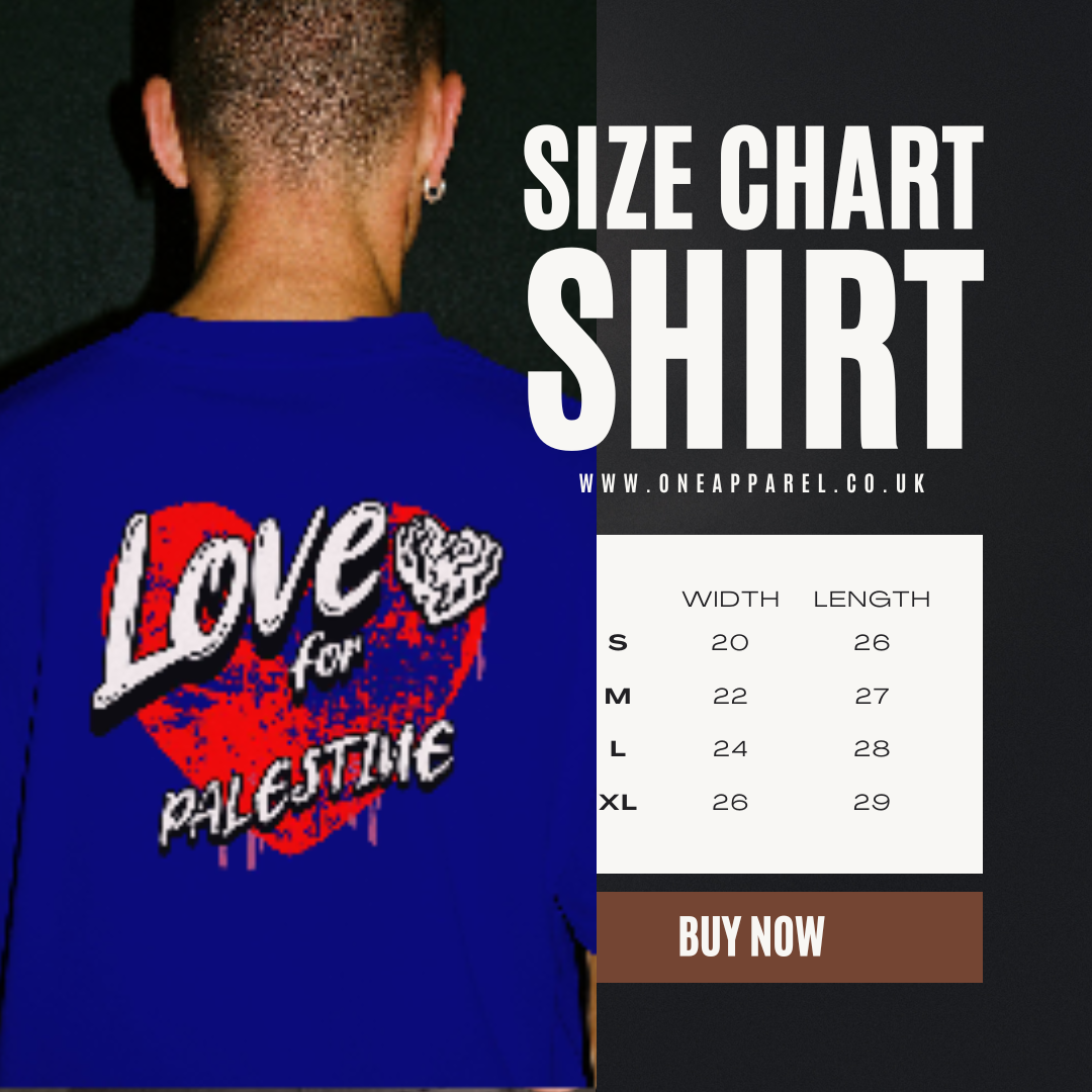 Love for Palestine T-shirt-royal blue with red heart
