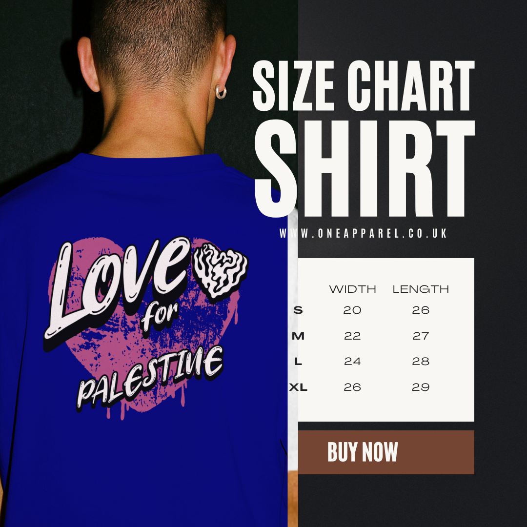Love for Palestine T-shirt- royal blue with purple heart