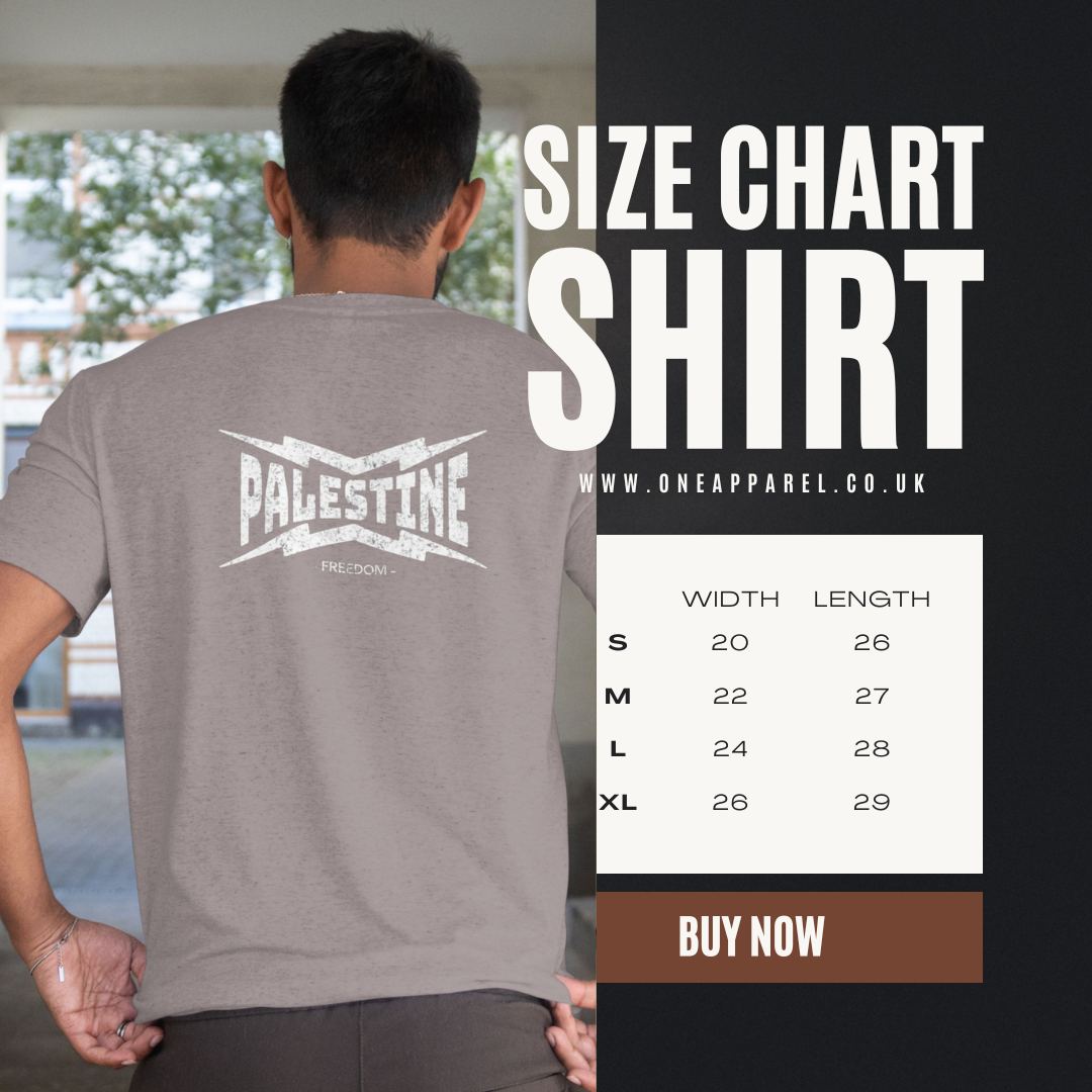 Palestine- power statement tee in graphite heather with white text