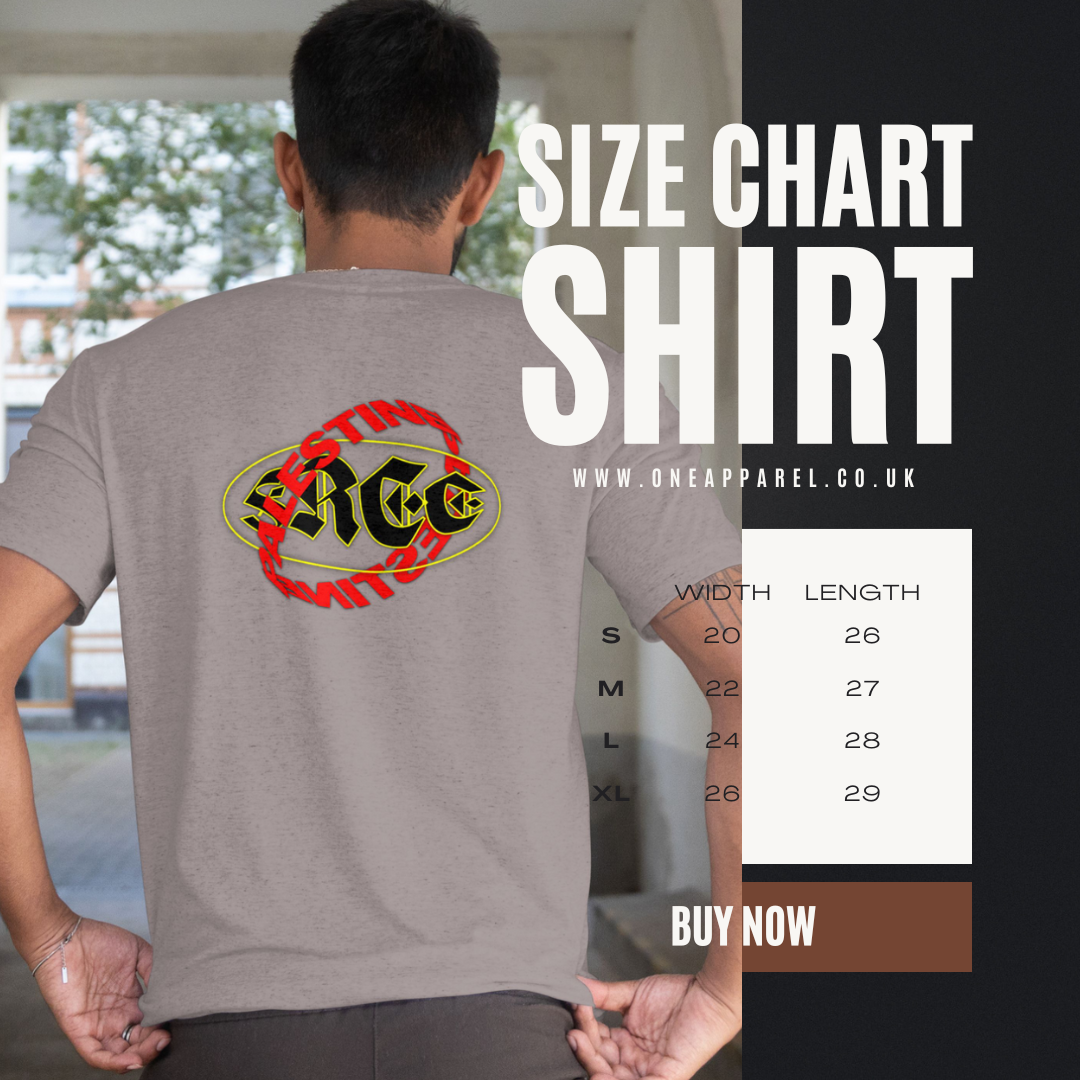 Free Palestine- Distorted Text Graphic Tee in graphite heather