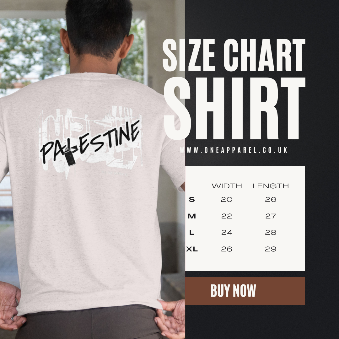 3D Bold Palestine Statement T-shirt- sport grey ( Black and white graphic)