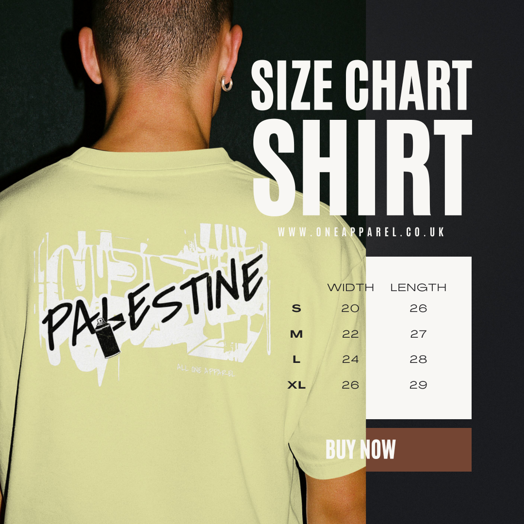 3D Bold Palestine Statement T-shirt- Off White (Black and White graphic)