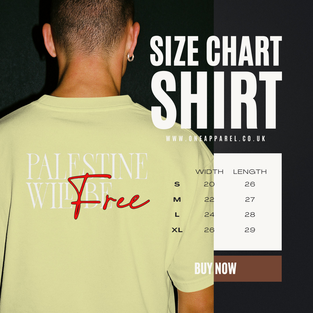 Stand for justice- Palestine will be free T-shirt- Off white ( Red and white text)