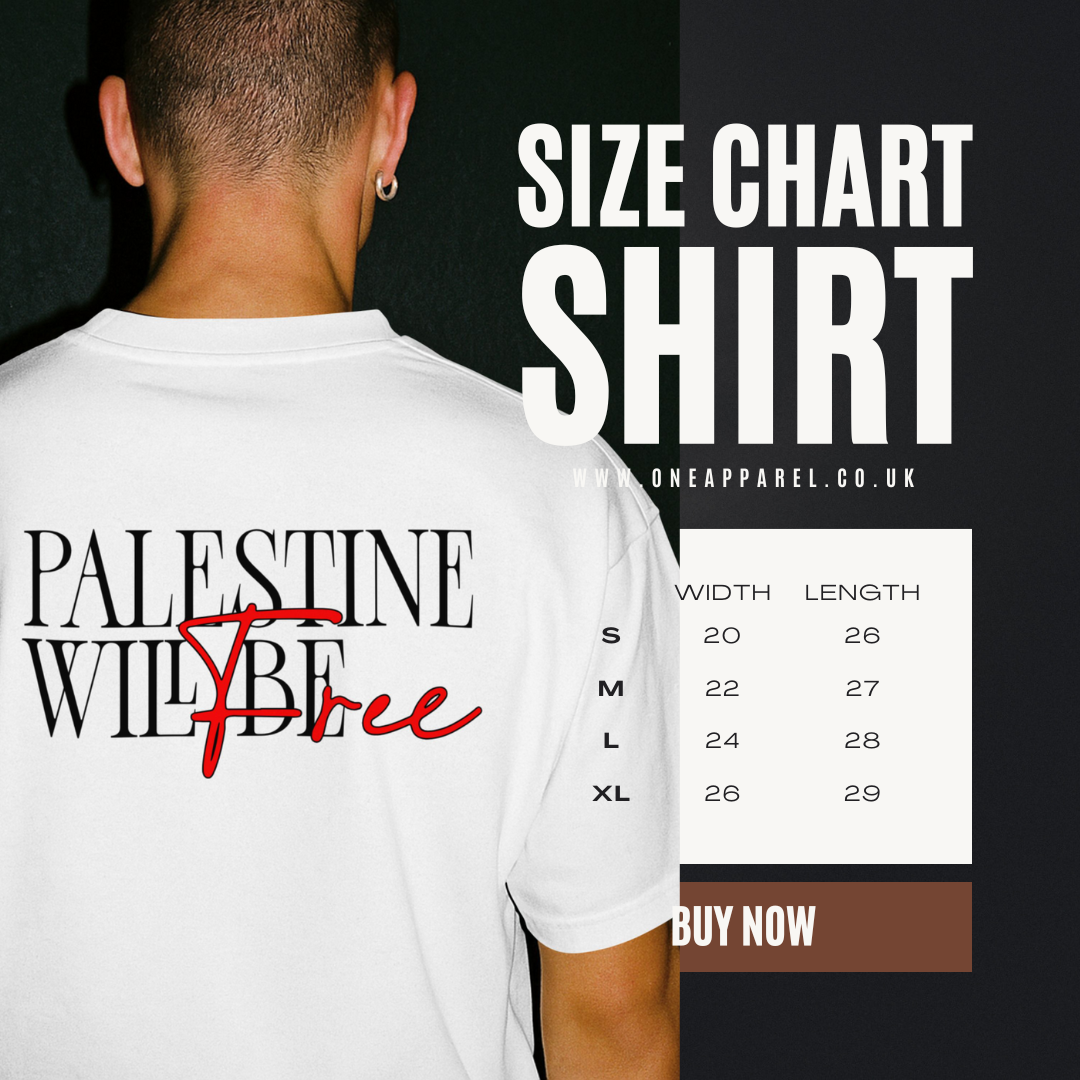 Stand for justice - Palestine will be free T-shirt- white (red and black text)