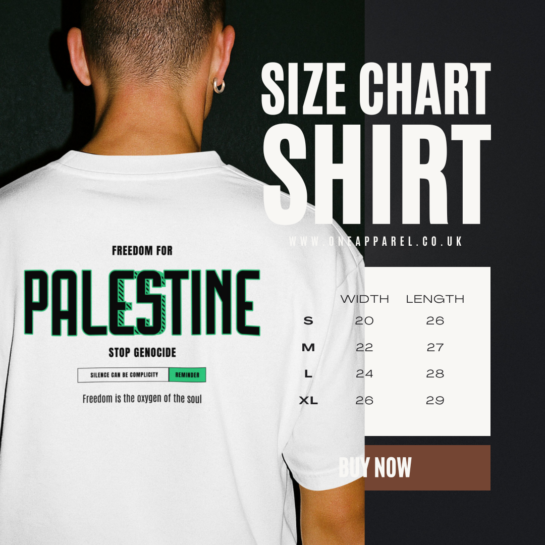 Freedom for Palestine graphic T-shirt in white (Black + green text)