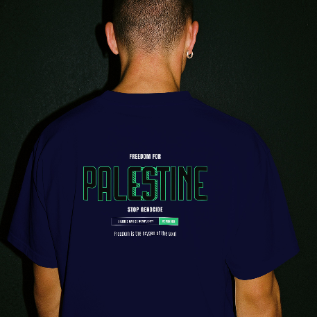 Freedom for Palestine graphic men’s T-shirt in navy