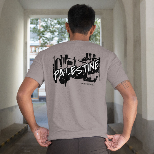 3D Bold Palestine Statement T-Shirt - Graphite Heather