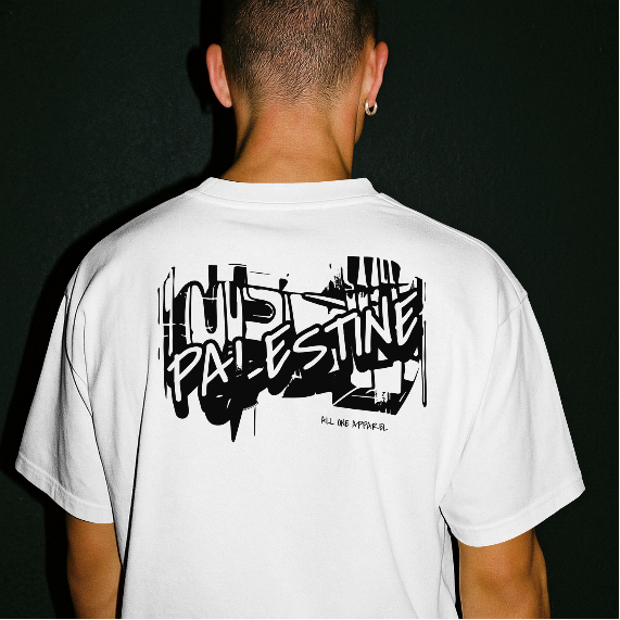 3D Bold Palestine Statement T-Shirt -white