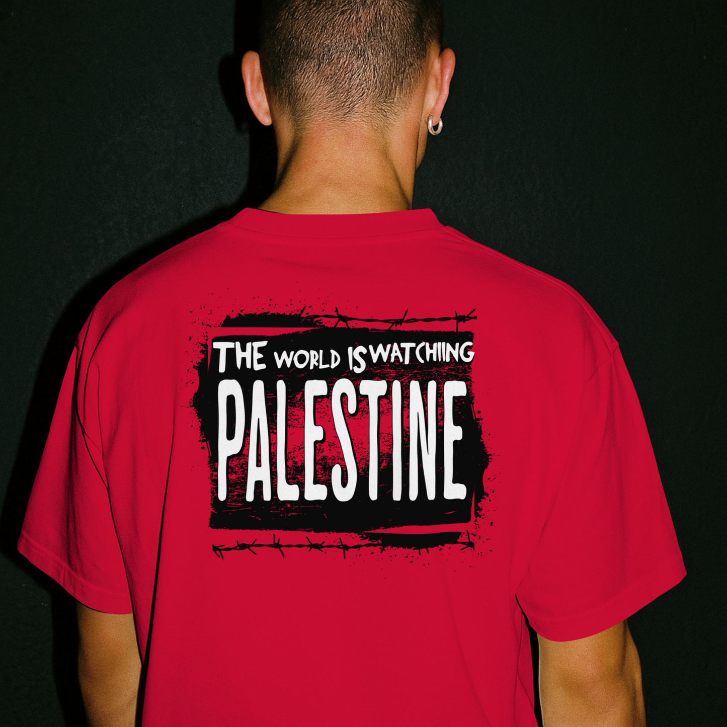 Eyes on Gaza - Statement graphic tee in red