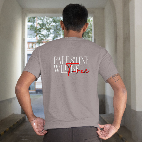 Stand for Justice – Palestine Will Be Free Tee - Graphite Heather