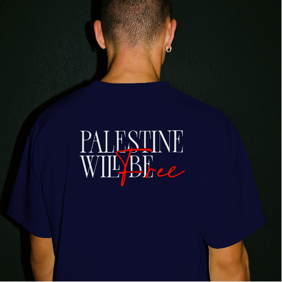 Stand for Justice – Palestine Will Be Free Tee- Navy