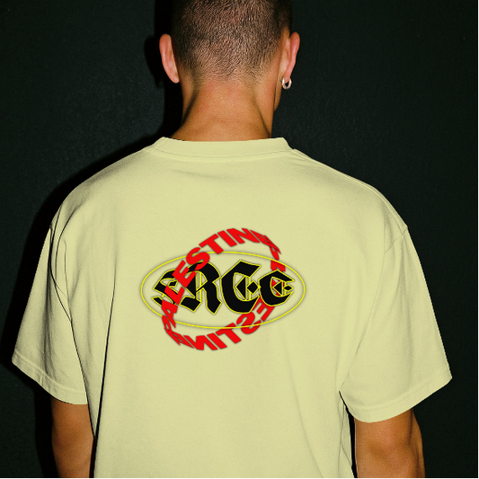 Free Palestine - distorted Text Graphic Tee in off white