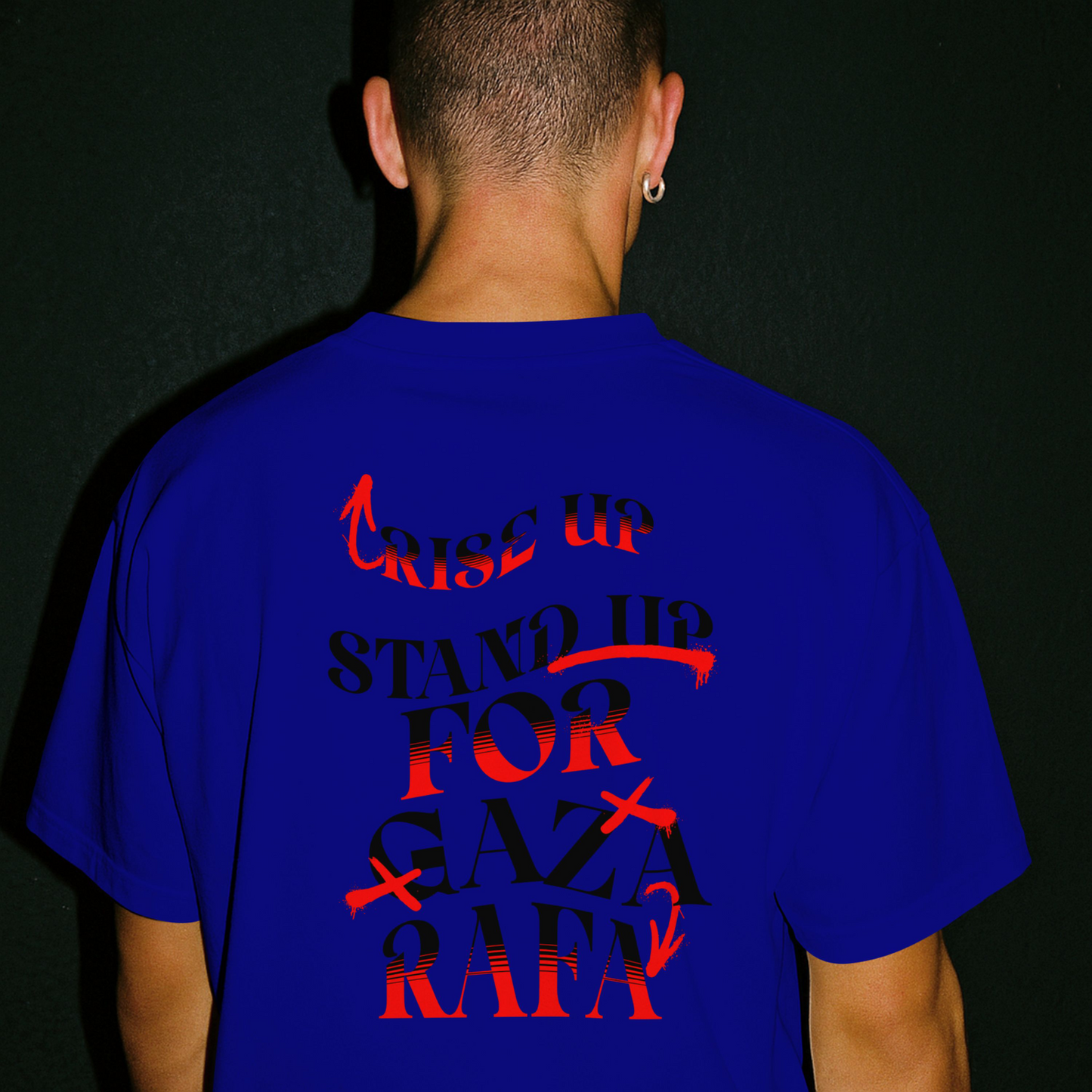 Stand up for Gaza statement tee - Royal blue