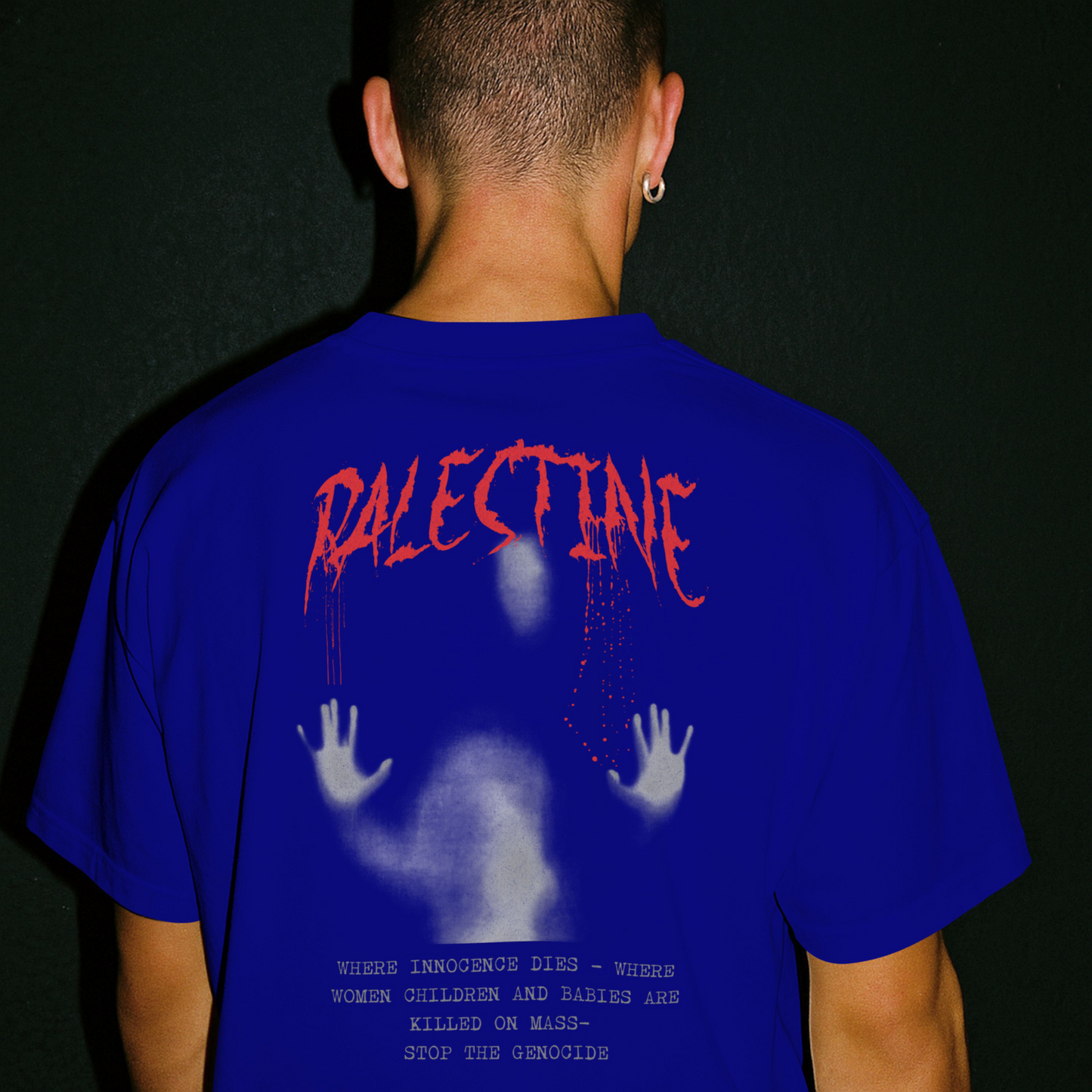 Palestine- ghost graphic tee in royal blue