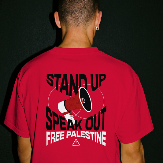 Free Palestine- speak out- statement tee in red