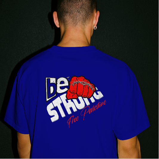 Free Palestine tee shirt in royal blue- with be strong graphic design