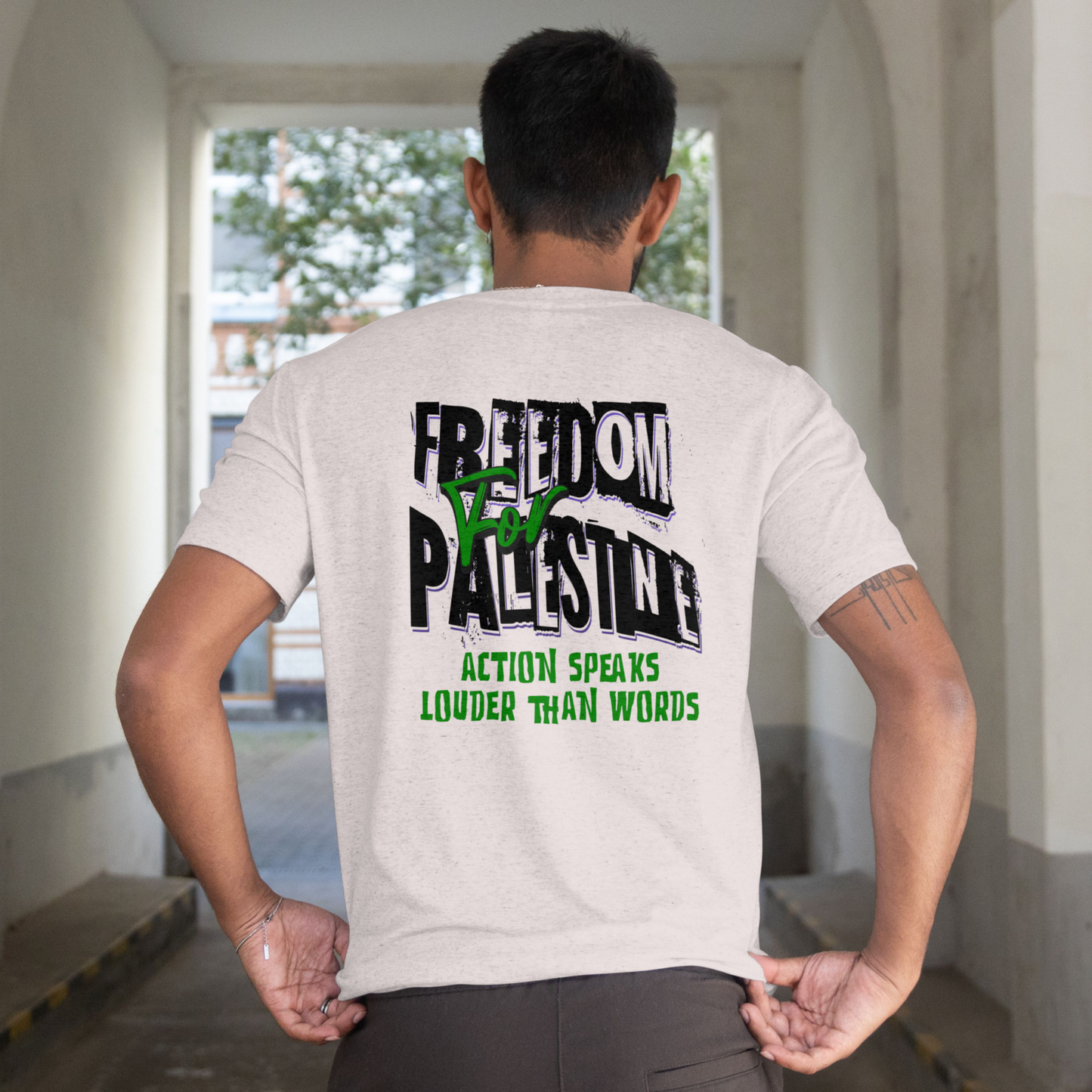 Free for Palestine tee in sport grey