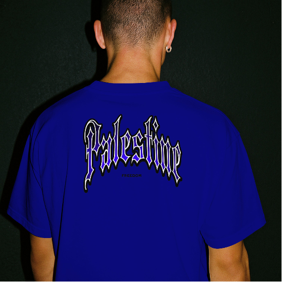 Palestine- Freedom Gothic tee – Royal Blue