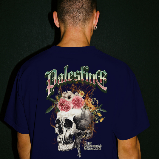 Skull Bloom – Free Palestine Tee in royal blue