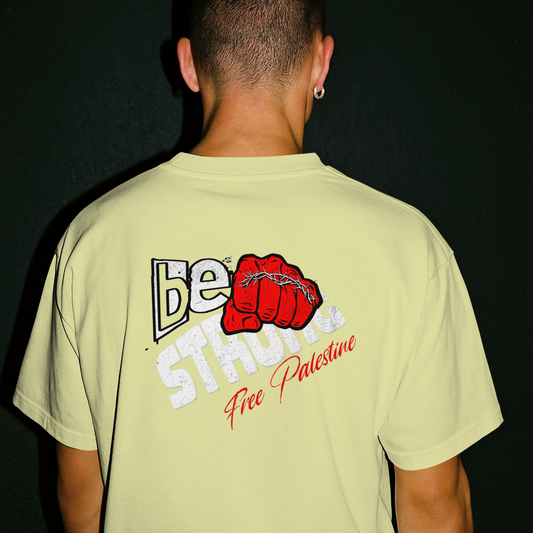 Free Palestine tee shirt in off white- with red and white graphic design