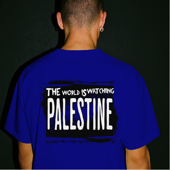 Eyes on Gaza - Statement Graphic tee in royal blue